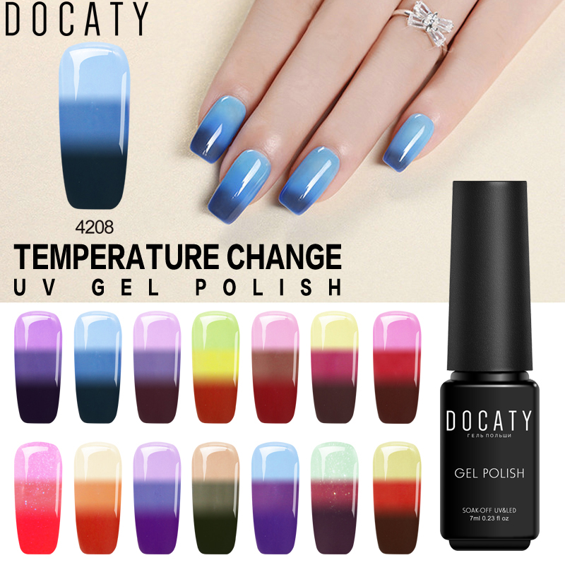 Docaty 7ml Nail Gel Polish Soak Off Semi Permanent Hot Selling Temperature Change Colors for Manicure Hybrid Nail Art, Fs001
Docaty 7ml Nail Gel Polish Soak Off Semi Permanent Hot Selling Temperature Change Colors for Manicure Hybrid Nail Art, Fs001