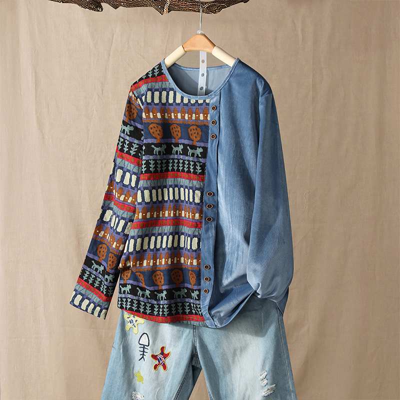 2020 Spring Long Sleeve Blouse ZANZEA Women Casual Corduroy Shirts Vintage Patchwork Printed Tunic Tops Blusas Female Chemise, Lake blue
2020 Spring Long Sleeve Blouse ZANZEA Women Casual Corduroy Shirts Vintage Patchwork Printed Tunic Tops Blusas Female Chemise, Lake blue