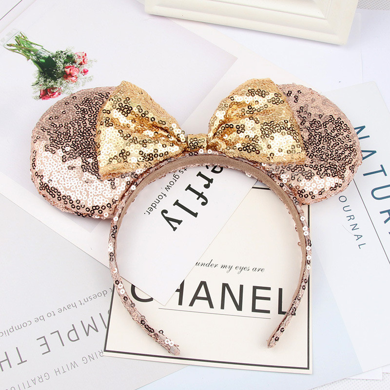Christmas hair accessories headband high quality sequin bow head band M mouse ear headbands hairpin ship 6pcs