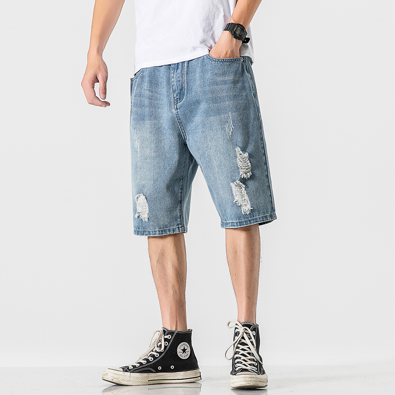 Denim Shorts Men Personality Hole Small Daisies Print Short Male Fashion Wild Plus Size Five-point Pants Summer New Arrival, Denim blue 20260
Denim Shorts Men Personality Hole Small Daisies Print Short Male Fashion Wild Plus Size Five-point Pants Summer New Arrival, Denim blue 20260