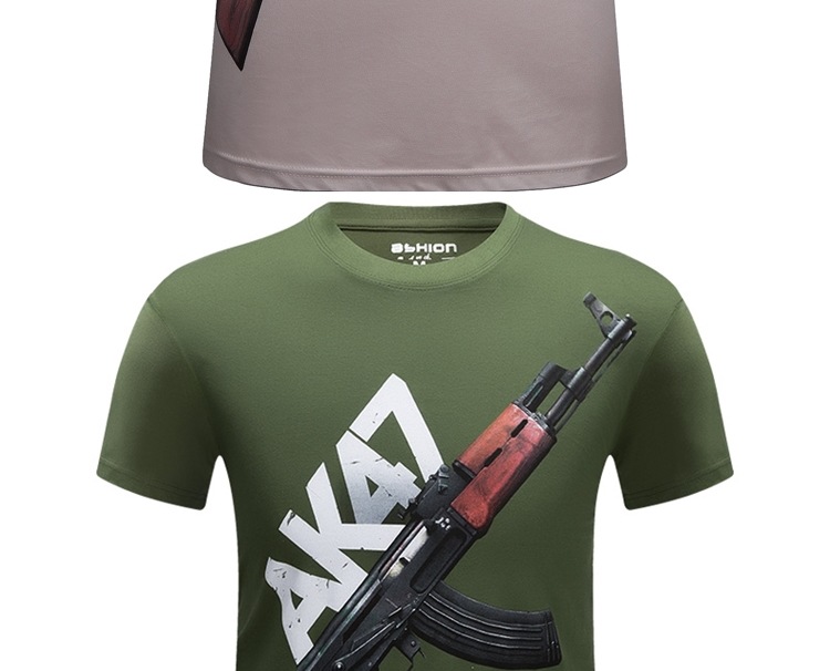 2020 Summer 3D T-Shirts Men Printed AK 47 Gun Funny Tops Casual Short sleeve T Shirt Cotton O-Neck Male Punk Tees 5XL 6XL