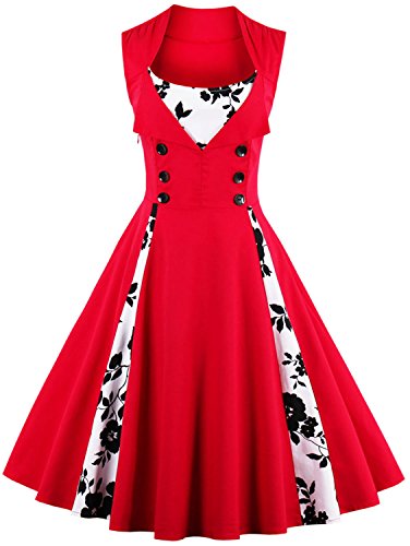 TINTAO Womens 1950s Retro Sleeveless Floral Print Flared Rockabilly Party Midi Dress D113, As pic
TINTAO Womens 1950s Retro Sleeveless Floral Print Flared Rockabilly Party Midi Dress D113, As pic