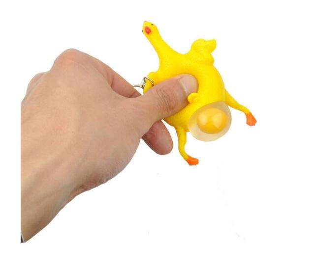 New Key Chain Pendant Funny Spoof Gadgets Toy Chicken Egg Laying Hens Crowded Stress Ball Keychain Keyring Relief Gift Jewelry Accessories