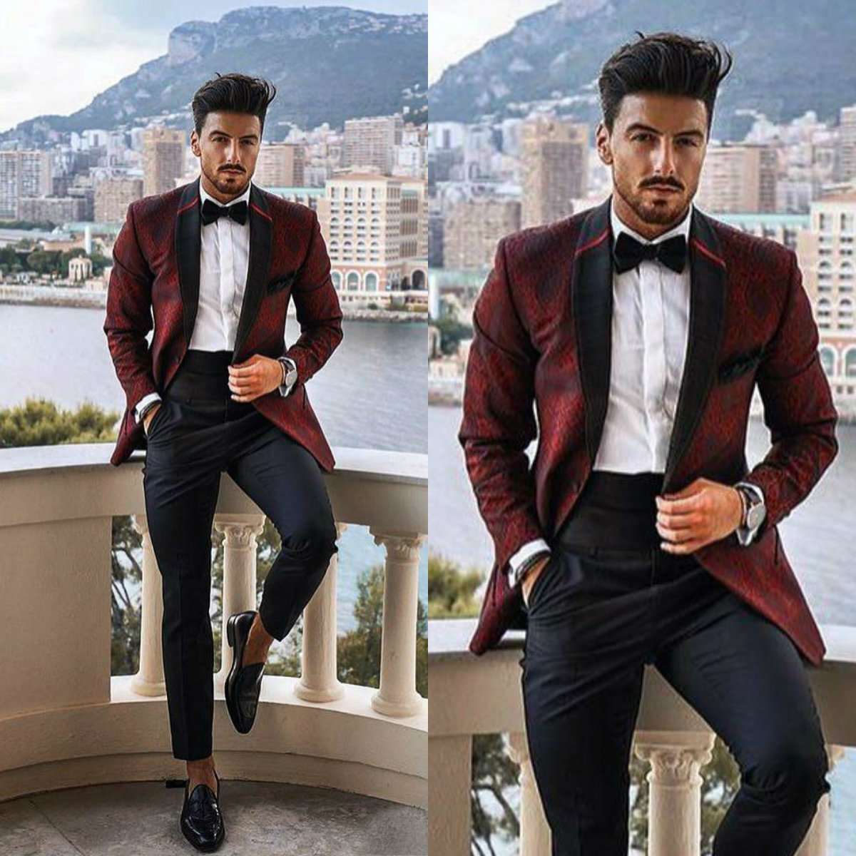 Custom Made Popular Mens Wedding Suits 2019 Slim Fit Groom Tuxedos Mens Handsome Two Pieces Party Suits Prom Tuxedos