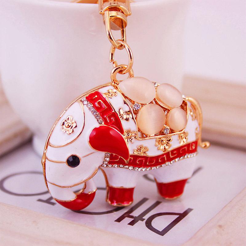 Drip Oil Alloy Car Keychain Keyring Car Accessories Cute Animal Elephant Key Chain Ring Holder For Women Bag Accessories