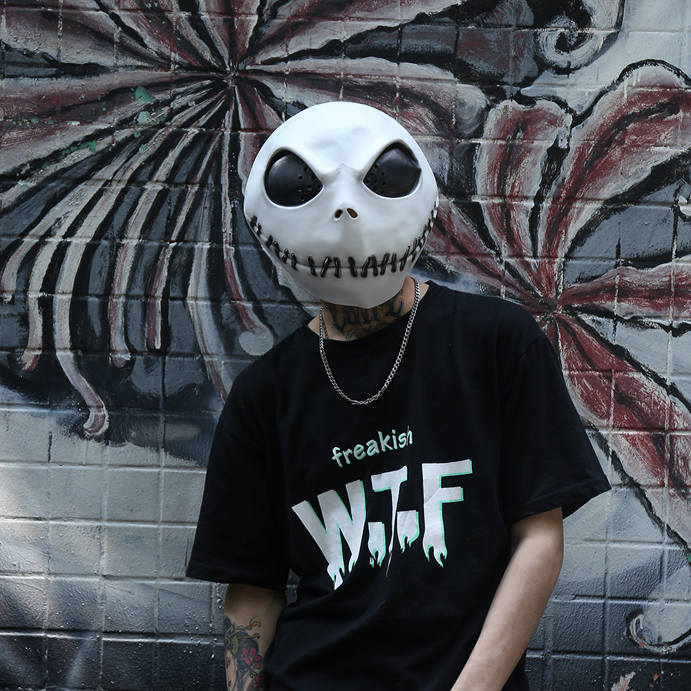 New The Nightmare Before Christmas Jack Skellington White Latex Mask Movie Cosplay Props Halloween Party Mischievous Horror Mask T69118218p