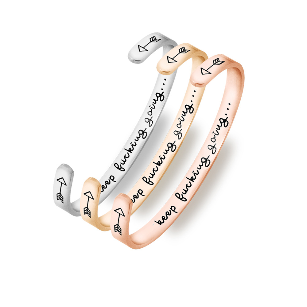 Fashion 6mm Personalized Cuff Bracelet I am enough best beaches Engraved Titanium Steel Bangle Gifts For Women Girls