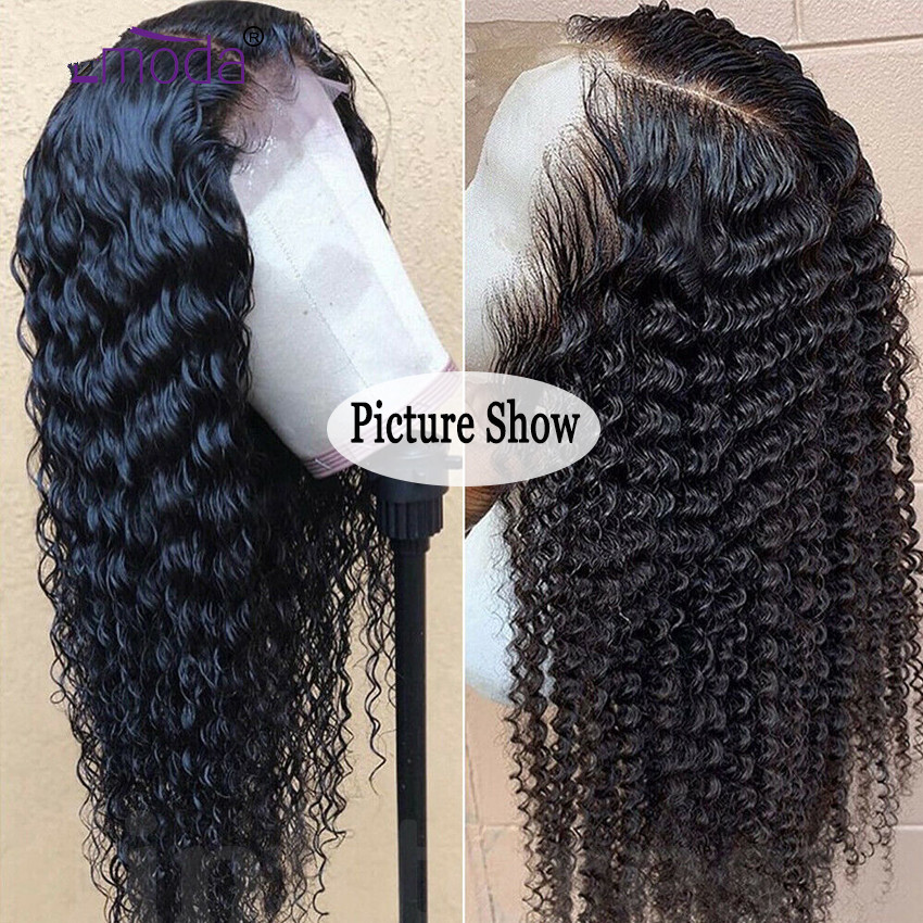 Pre plucked deep wave Human Hair Wig Brazilian Remy 13x4 Lace Front Human Hair Wig 150% Glueless Curly Lace Front Wig