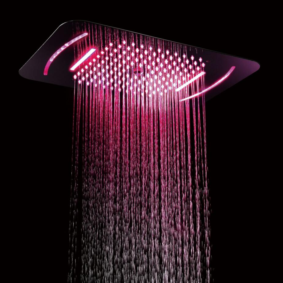 

Freeshipping Luxury Waterfall Shower Embeded Ceiling LED Shower Bathroom Rectangular 380x580 mm Rain Shower Head High Flow