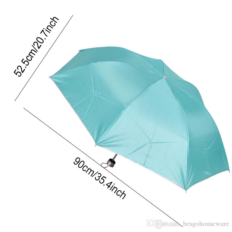 Solid Color Folding Umbrella Silver Plastic UV Sun Protection Sun Rain Women Men Umbrellas Creative Design Umbrella Mixed Color BH2187 CY - view 3