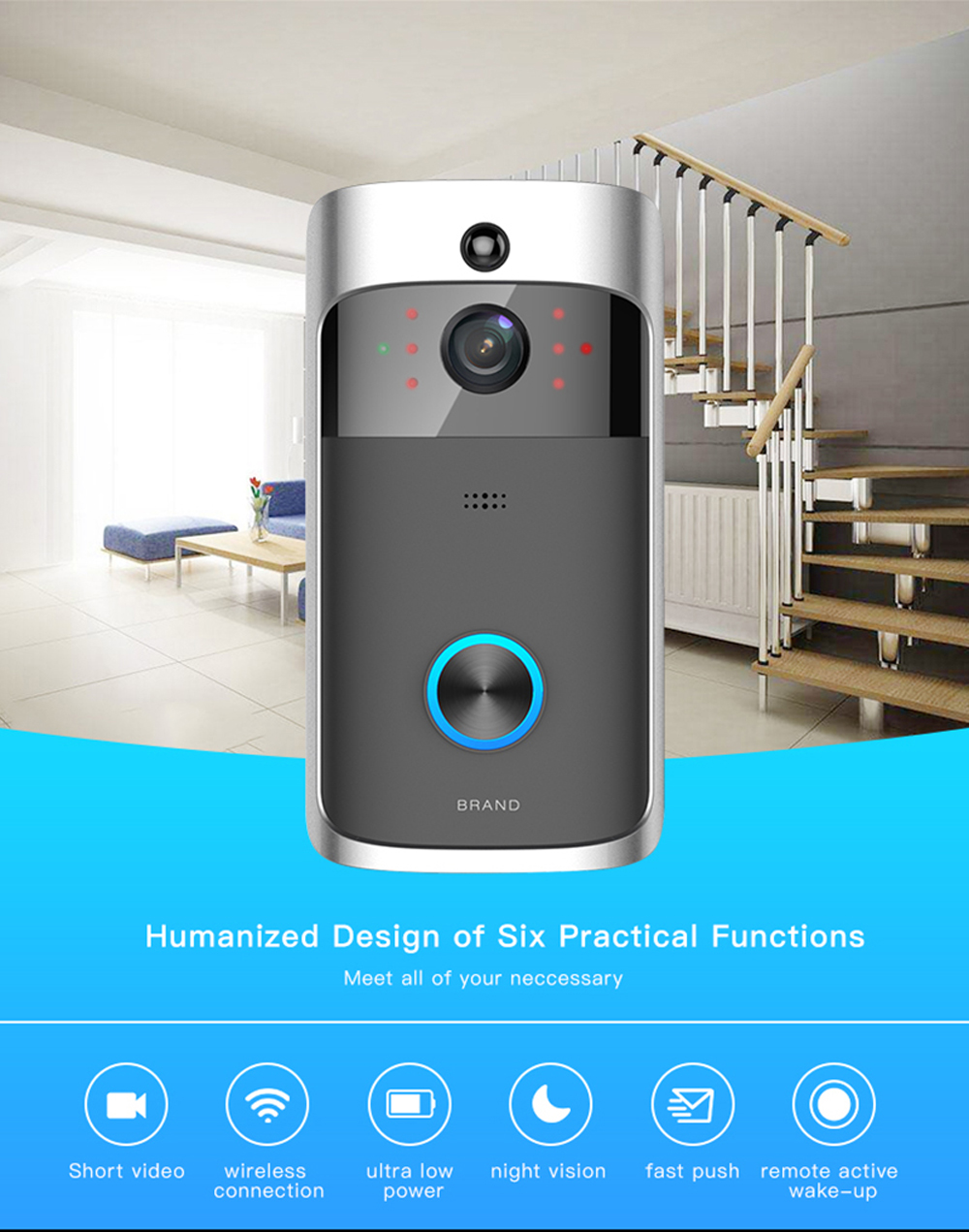 Smart Doorbell Camera Wifi Wireless Call Intercom Video-Eye For Apartments Door Bell Ring Phone Home Security