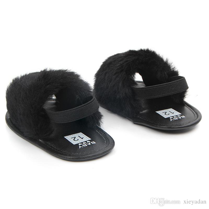 Baby Girl Slipper Sandals Breathable Baby Fur Shoes Simple Elastic Sandals princess Baby Summer Soft hair Shoes
