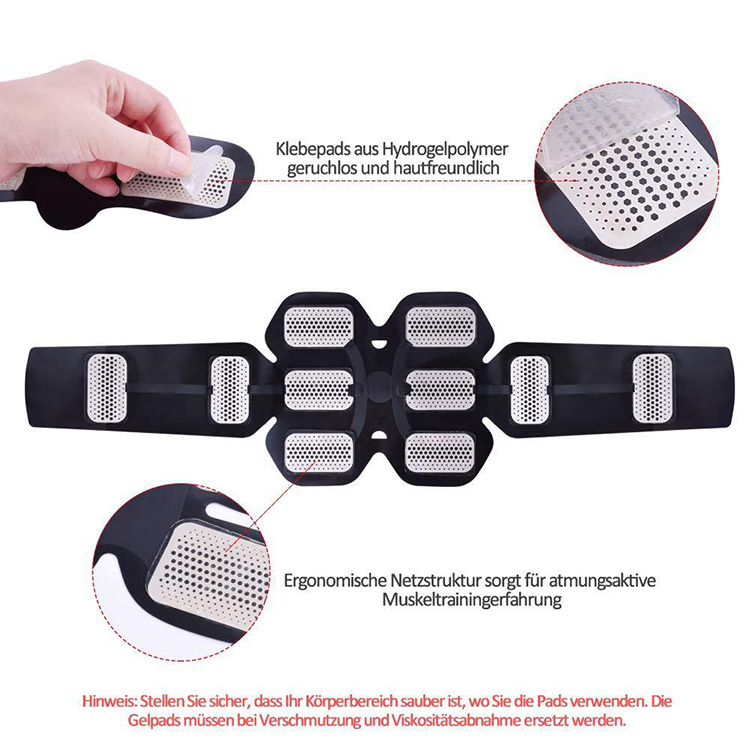 Rechargeable Wireless Abdominal Muscle ABS EMS Sticker Smart Fitness Massage Stimulator Body Slimming belt253y
