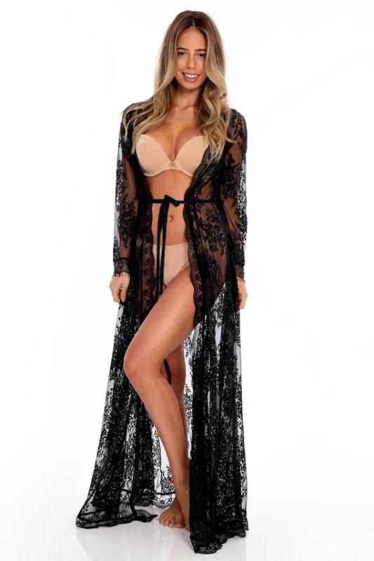 Women Sexy Long Lace Dress Sheer Gown See Through Lingerie Kimono Robe Swimsuit Cover Up DJ047, Black
Women Sexy Long Lace Dress Sheer Gown See Through Lingerie Kimono Robe Swimsuit Cover Up DJ047, Black
