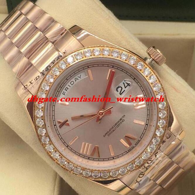 Luxury Watch 2 Style 18K Rose Gold Diamond Bezel Watch 41mm Roman Dial Automatic Fashion Men's Watches Wristwatch, Slivery;brown
Luxury Watch 2 Style 18K Rose Gold Diamond Bezel Watch 41mm Roman Dial Automatic Fashion Men's Watches Wristwatch, Slivery;brown