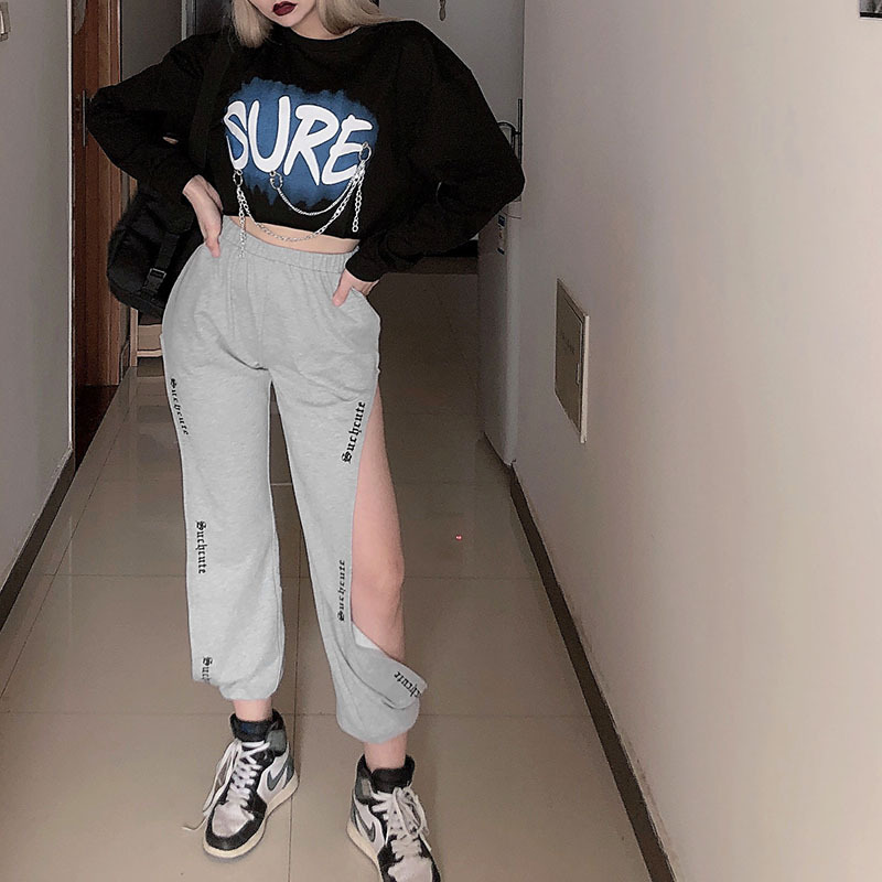 Women Harem Pants Women Black Casual High Waist Pants Side Open Loose Trousers Femme Summer Clothing, Gray
Women Harem Pants Women Black Casual High Waist Pants Side Open Loose Trousers Femme Summer Clothing, Gray