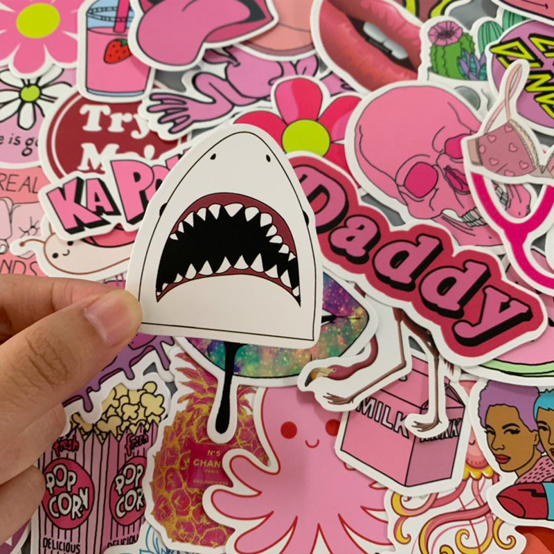 Waterproof Refrigerator Skateboard Decoration Mixed Decals Stickers For Laptop Macbook Waterbottle Motocycle Pink Cute Cartoon Stickers