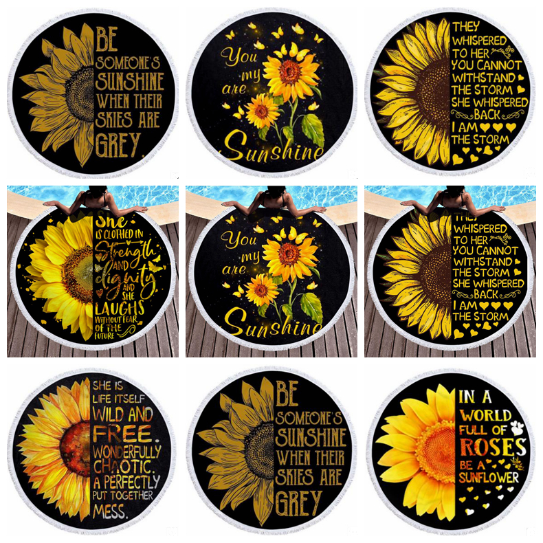 Round Beach Towel Sunflower Printed Picnic Rugs Tassel Yoga Mat Polyester Table Cloth Beach Shawl Blankets 14 Designs DW5310
Round Beach Towel Sunflower Printed Picnic Rugs Tassel Yoga Mat Polyester Table Cloth Beach Shawl Blankets 14 Designs DW5310