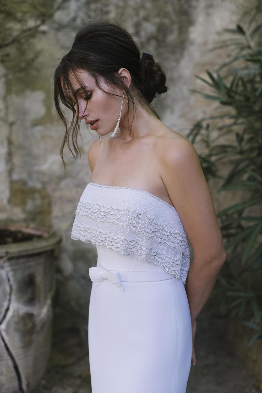 Pearls White Mermaid Wedding Dresses With Tulle Outfit Strapless Neck Beaded Bridal Gowns Sweep Train Trumpet Robe De Marie