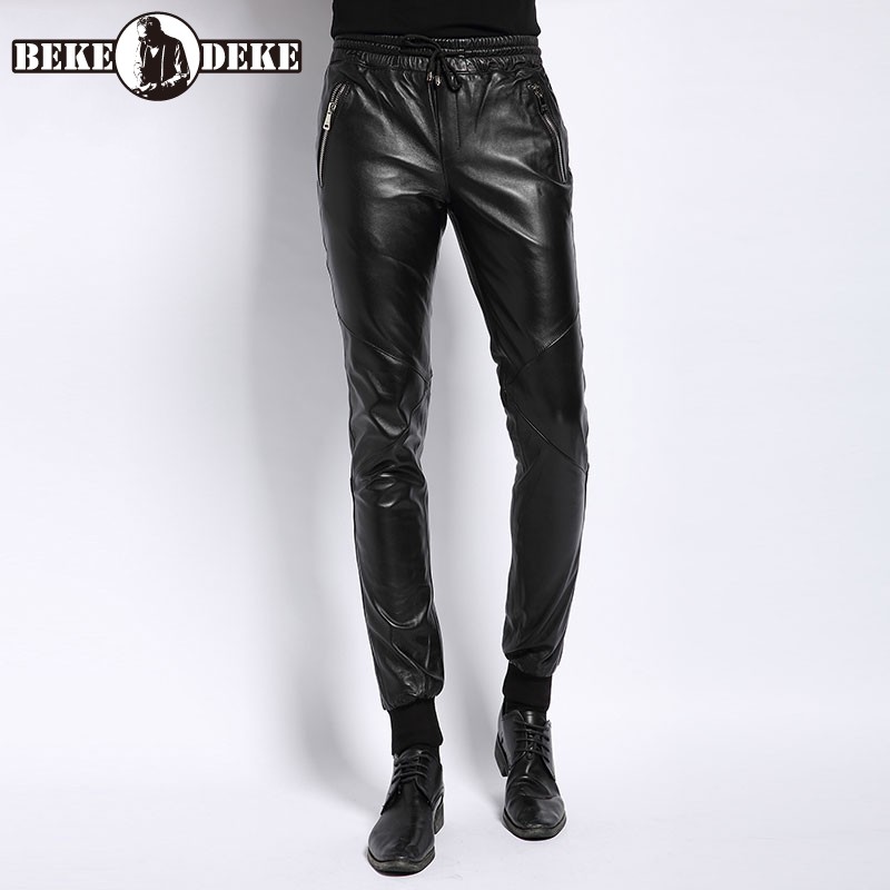 Fashion Mens Casual Jogging Pants Elastic Waist Slim Fit Sheepskin Genuine Leather Pants Long Trousers Motorcycle Biker, Black
Fashion Mens Casual Jogging Pants Elastic Waist Slim Fit Sheepskin Genuine Leather Pants Long Trousers Motorcycle Biker, Black