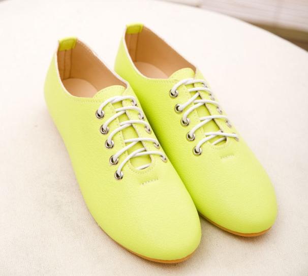 Hot Sale-Women Leather Shoes woman PU Black White Flat shoes candy color Cheap Women shoe Loafers Moccasins EW39