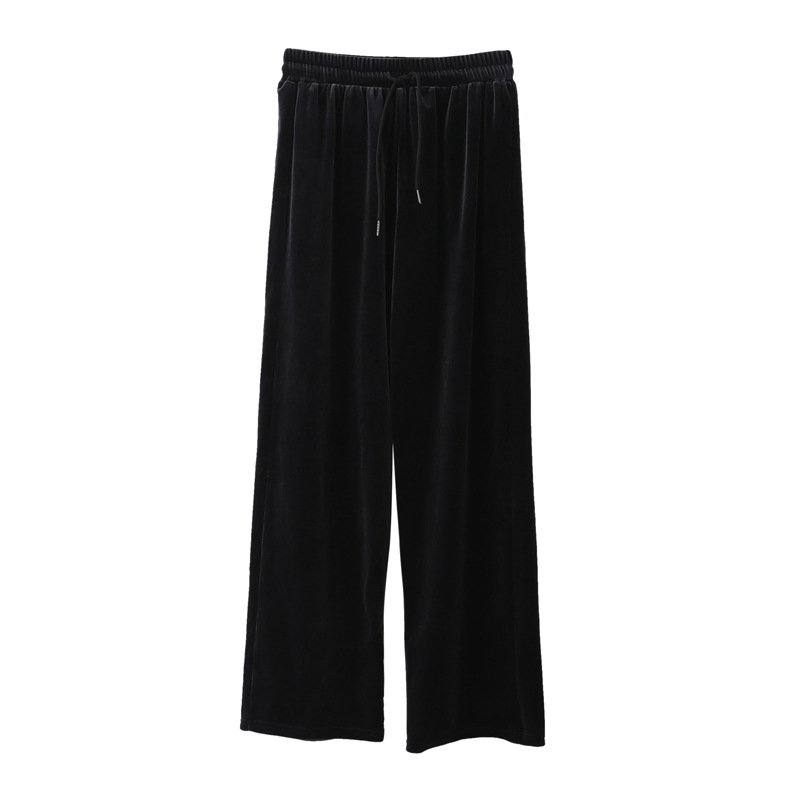 Spring And Autumn Mop Solid color Gold Velvet Wide Leg Pants Female Drape Trousers Elastic High Waist Lengthen Casual Trousers
Spring And Autumn Mop Solid color Gold Velvet Wide Leg Pants Female Drape Trousers Elastic High Waist Lengthen Casual Trousers
