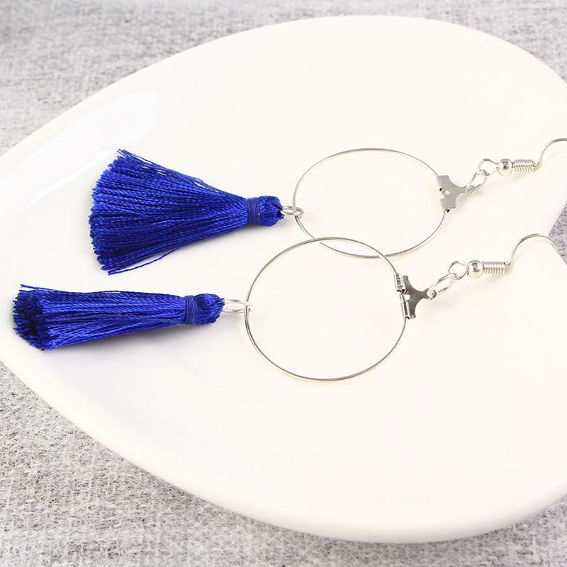 Simple round tassel earrings ring pendant earrings ladies intellectual elegant stainless steel Valentine's Day gifts