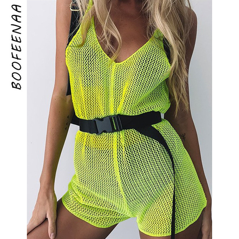 BOOFEENAA Neon Green Mesh Fishnet Beach Shorts Romper Women Trendy Playsuit Sleeveless Backless Overall Summer 2019 C66-G51, Black;white
BOOFEENAA Neon Green Mesh Fishnet Beach Shorts Romper Women Trendy Playsuit Sleeveless Backless Overall Summer 2019 C66-G51, Black;white
