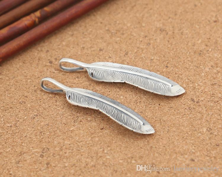 Brand new 925 sterling silver necklace pendants hand-made Japan designer jewelry feather necklace pendant no chain for men & women