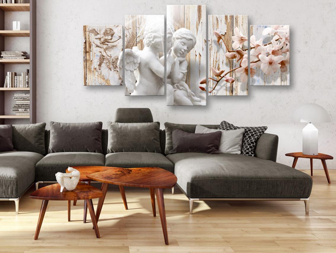 Unframed 5 Panels Lovely Angel Wall Art Decorative Paintings Canvas Print for Living Room Painting( No Frame )