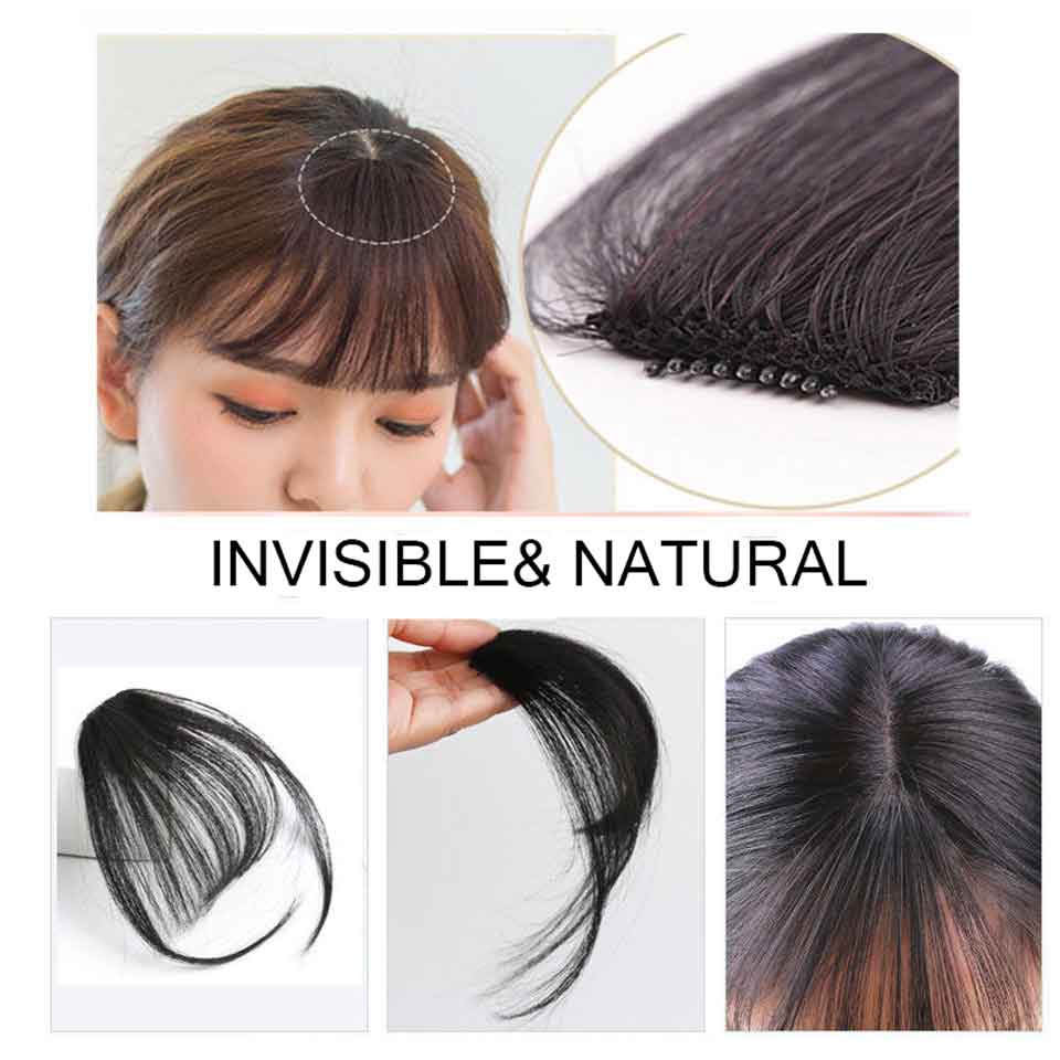 Human Hair Bangs longlived Fringe Hair Bangs Natural Black Clip in Air Bangs With Temple For Women