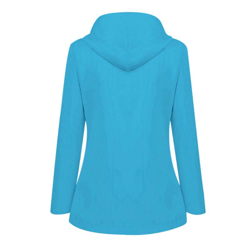 Fashion Windproof Raincoats Women Long Sleeve Hooded Solid Rain Jackets Outdoor Waterproof Raincoat for Ladies