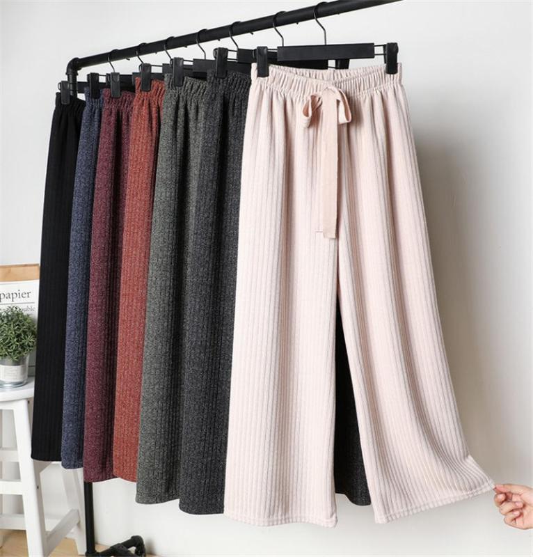 Women ankle-length Pants spring Knitted Wide Leg Pants High Waist Casual Straight Female Solid Drawstring Loose Trousers PF8589, Black
Women ankle-length Pants spring Knitted Wide Leg Pants High Waist Casual Straight Female Solid Drawstring Loose Trousers PF8589, Black