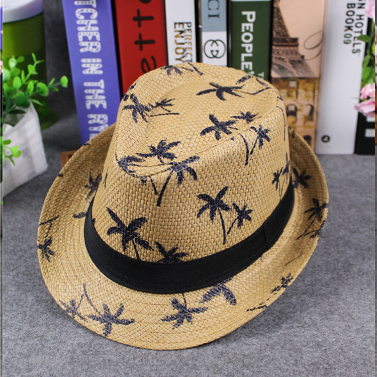 2019 hot sale Summer straw Sun hat kids Beach Sun hat Trilby panama Hat handwork for boy girl Children 4 colour