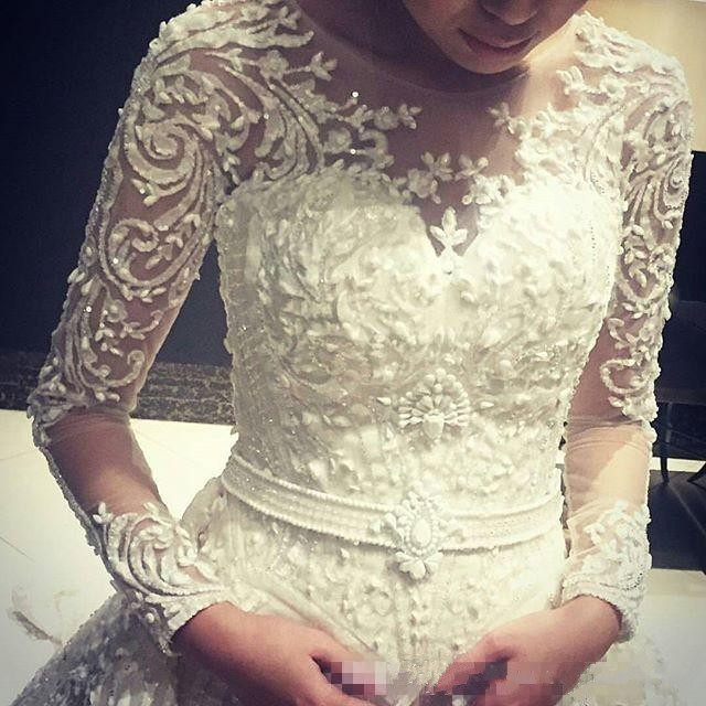 gorgeous mermaid lace wedding dresses with detachable train appliqued beads long sleeve wedding gowns bridal dress vestidos de nnovia