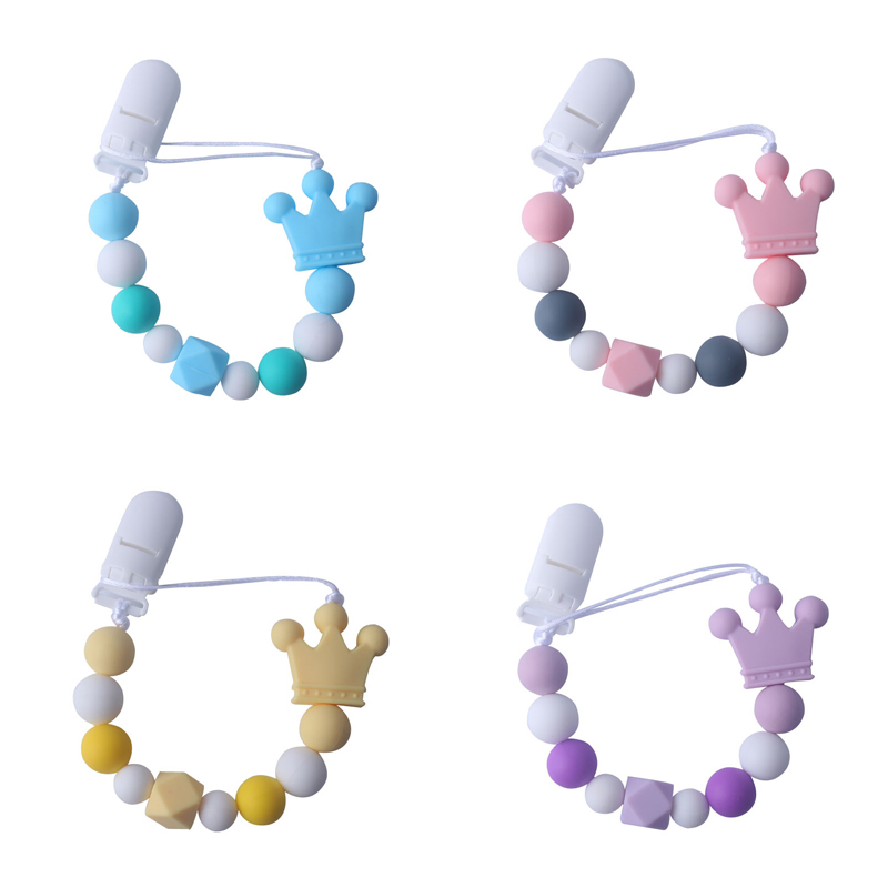 DIY Grade Baby Silicone Teethers Crown Handmade Pacifier Clip Holder Chain Silicone Pacifier Chains Teether Toy for Newborn
DIY Grade Baby Silicone Teethers Crown Handmade Pacifier Clip Holder Chain Silicone Pacifier Chains Teether Toy for Newborn