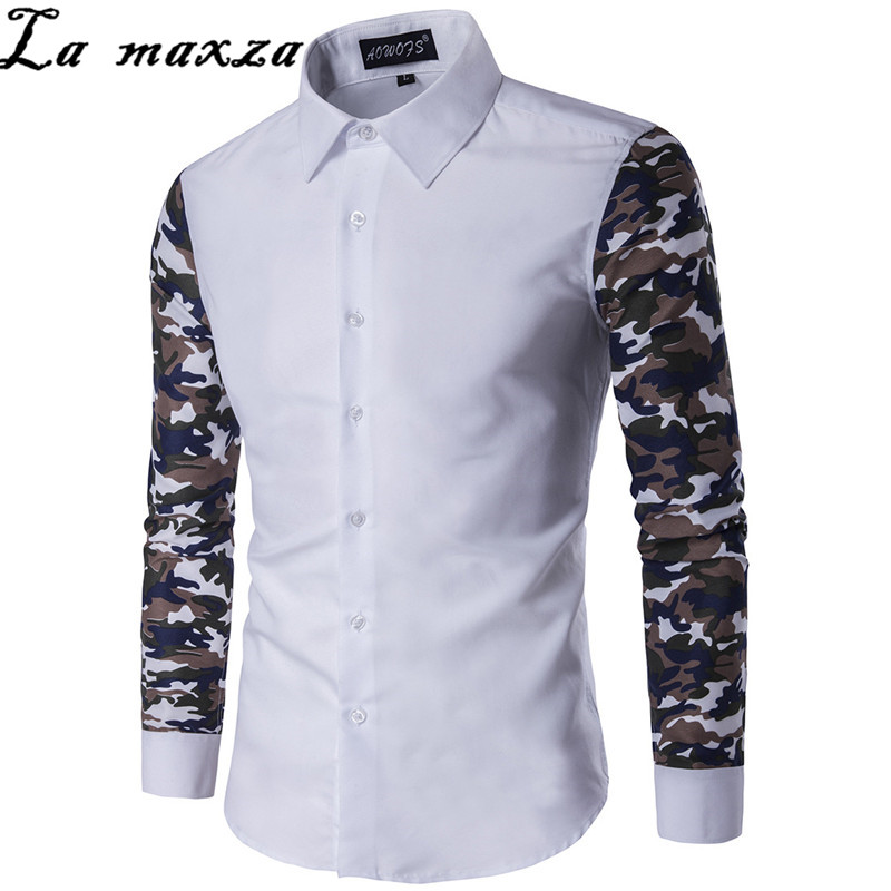 Camouflage Pattern Fashion Long Sleeves Patchwork Shirt Causal Cotton Men Spring Shirt, White
Camouflage Pattern Fashion Long Sleeves Patchwork Shirt Causal Cotton Men Spring Shirt, White