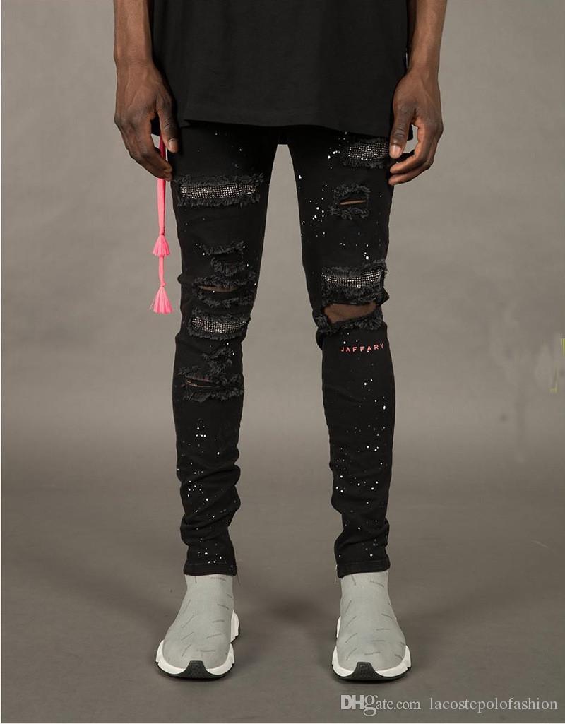 Mens Designer Jeans Fashion Holes And Rhinestone Ornament Pencil Pants Homme Zipper Fly Light Washed Trousers, Black
Mens Designer Jeans Fashion Holes And Rhinestone Ornament Pencil Pants Homme Zipper Fly Light Washed Trousers, Black