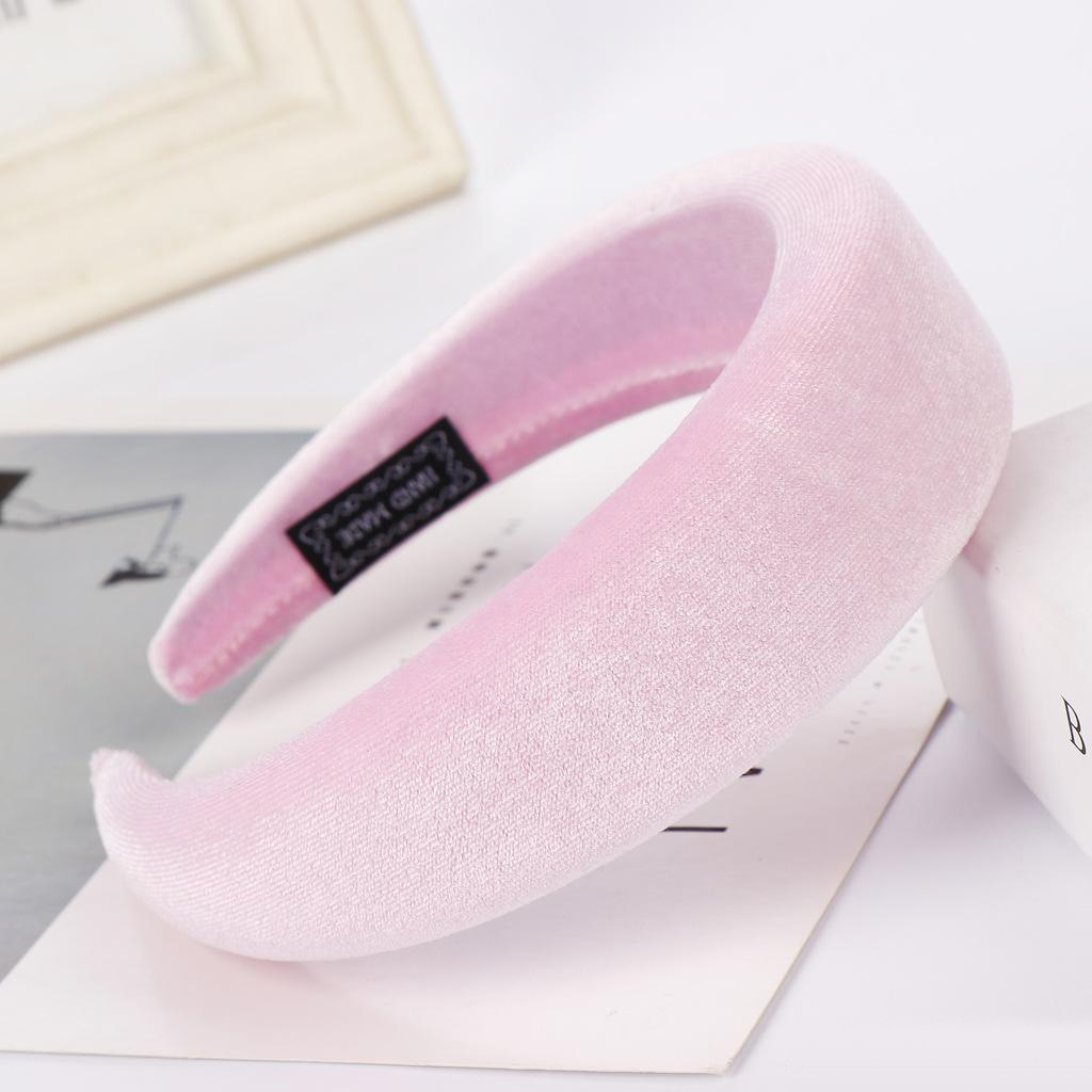 16 Colors Women Padded Wide Sponge Headband Glitter Velvet Sweet Candy Color Hair Hoop Vintage Party Stretchy Thick Headpiece