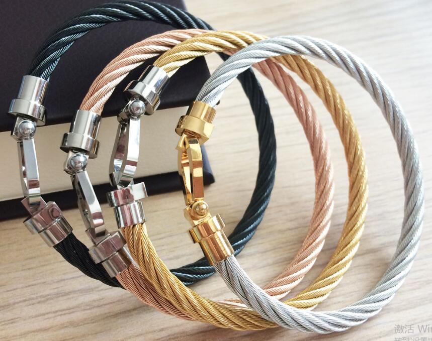 France fashion Jewelry Men women Stainless Steel fashion wire cable Buckle Bracelet bangles in ros
France fashion Jewelry Men women Stainless Steel fashion wire cable Buckle Bracelet bangles in ros