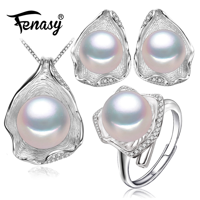 FENASY 925 Sterling Silver Freshwater Pearl Jewerly Sets For Women Boho Shell Design Earrings Ring Statement Necklace Set, As pic
FENASY 925 Sterling Silver Freshwater Pearl Jewerly Sets For Women Boho Shell Design Earrings Ring Statement Necklace Set, As pic