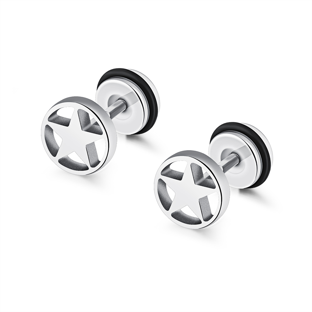 Fashion Women Men's Star Screw Back Stud Earrings Jewelry 316L Stainless Steel Ear Bone Nail Earrings