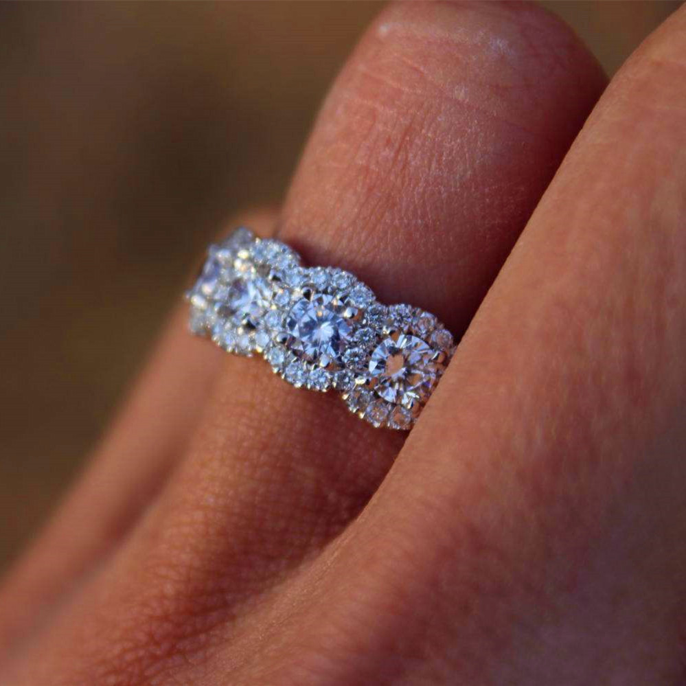 Vecalon Promise Ring 100% sterling sier bijou Pave Cz Statement Engagement Wedding Band rings for women men Jewelry