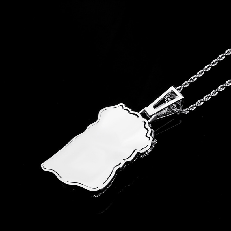 Faith Men Women Hip Hop Necklace Gold Silver Color Full CZ Jesus Pendant Necklace with Rope Cuban Chain for Men Hot Gift