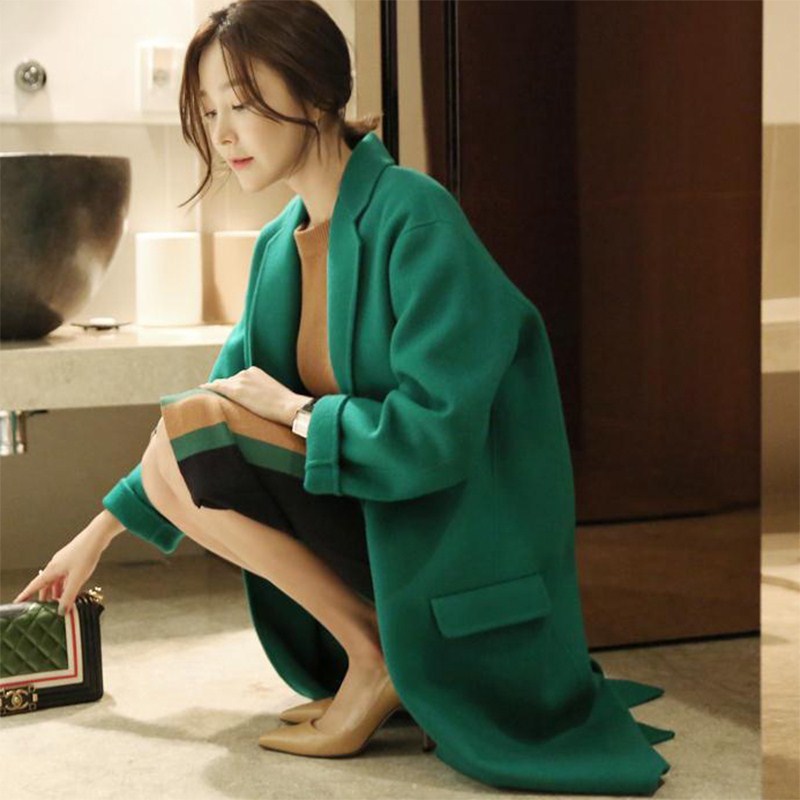 2019 New good quality woolen coat double-sided 100% cashmere overcoat women' long jacket knee over Korean Green wool coat women, See chart
2019 New good quality woolen coat double-sided 100% cashmere overcoat women' long jacket knee over Korean Green wool coat women, See chart