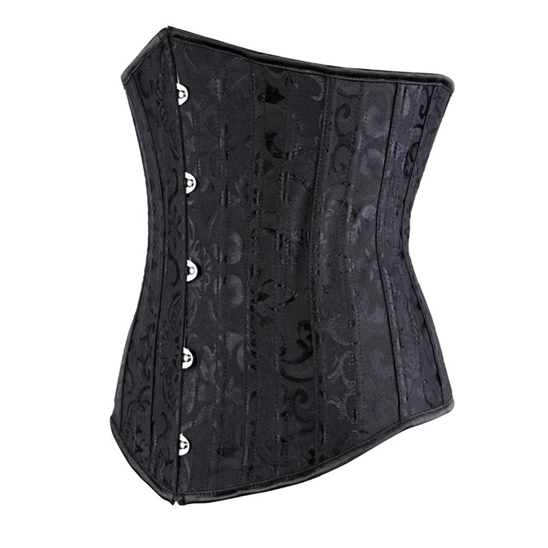 Women Corsets Jacquard/Satin Plus Size XXS-6XL 26pcs Spiral Steel Boned Lace up Underbust Corset Shaper Fashion Slimming Corselete Waist Cincher