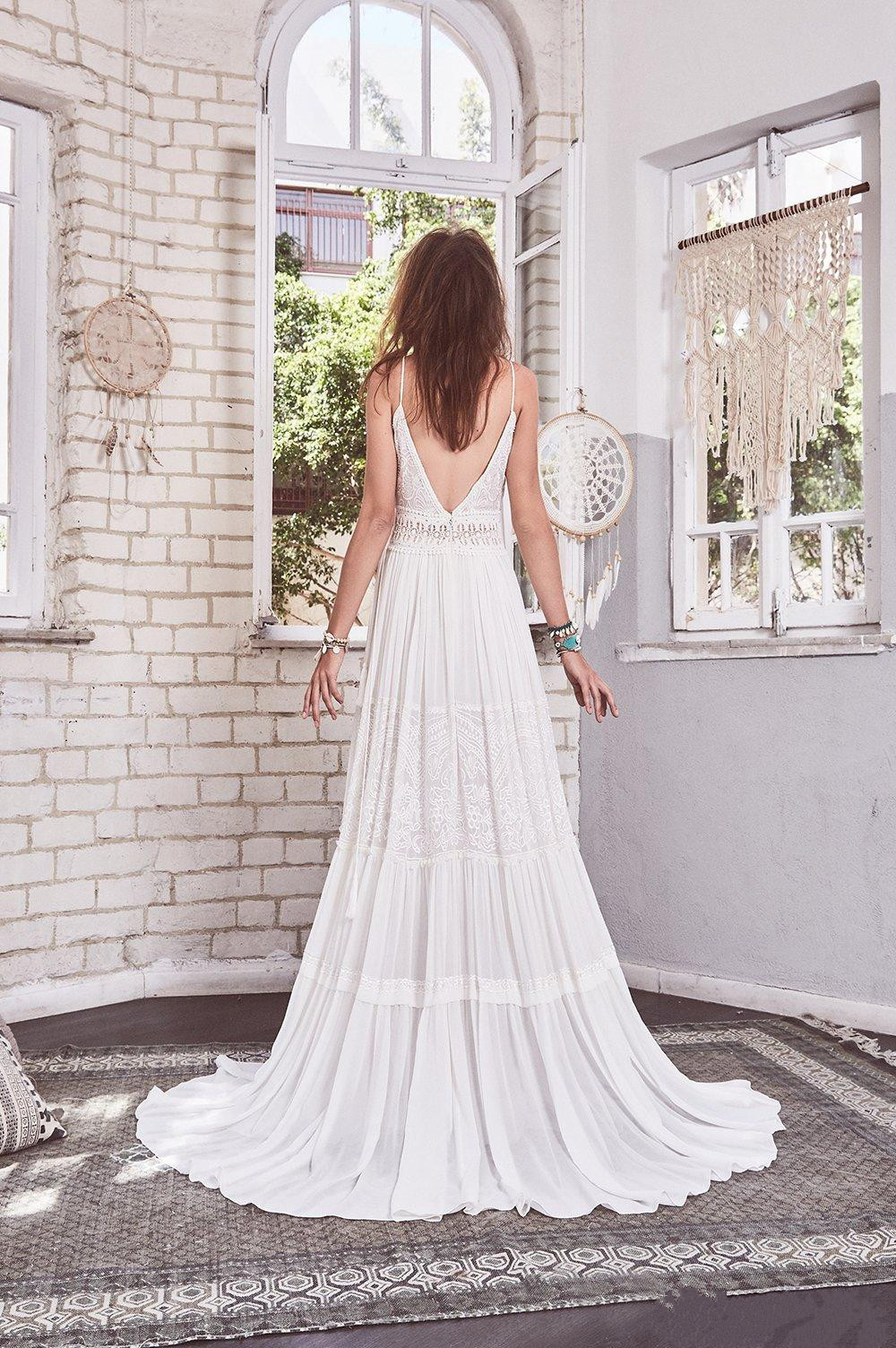 Inbal Raviv Summer Boho 2019 Beach Wedding Dresses Bohemian Lace A Line Front Split Wedding Dress Bridal Gowns Vestidos De Novia