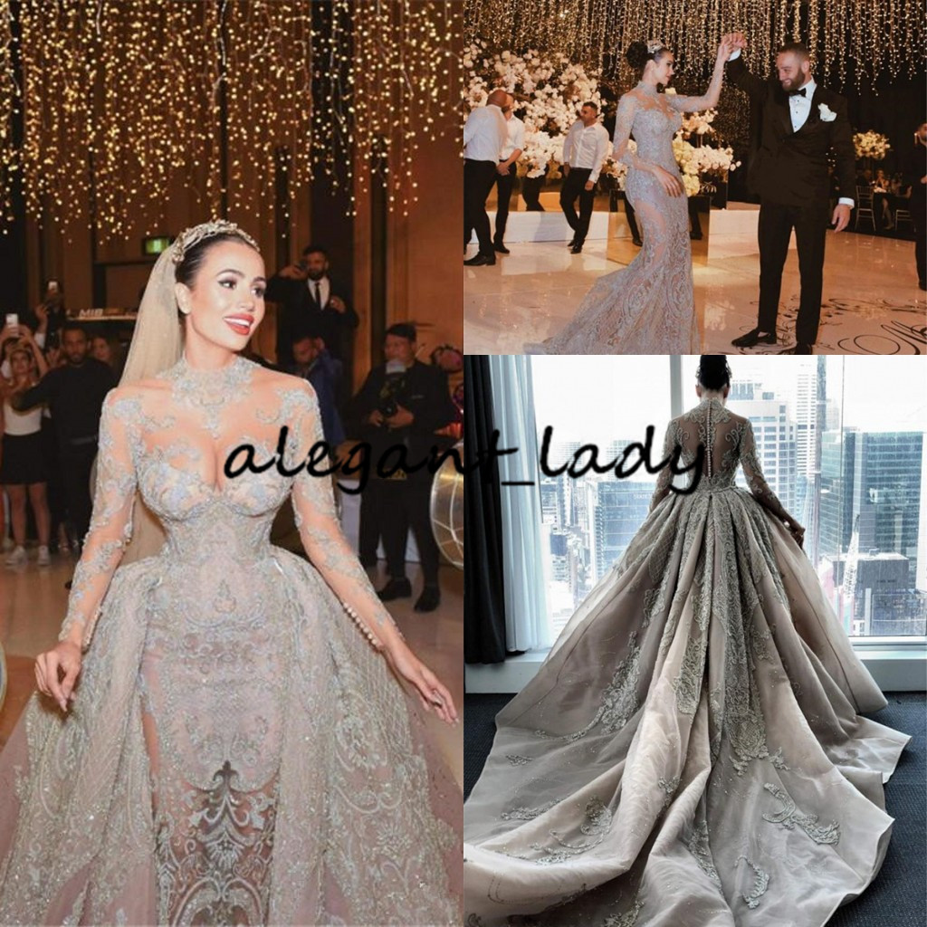 Champagne Mermaid Wedding Dresses with Detachable Train 2020 Muslim Arabic High Neck Illusion Long Sleeve Lace Beaded Arabic Wedding Gown, Pink
Champagne Mermaid Wedding Dresses with Detachable Train 2020 Muslim Arabic High Neck Illusion Long Sleeve Lace Beaded Arabic Wedding Gown, Pink