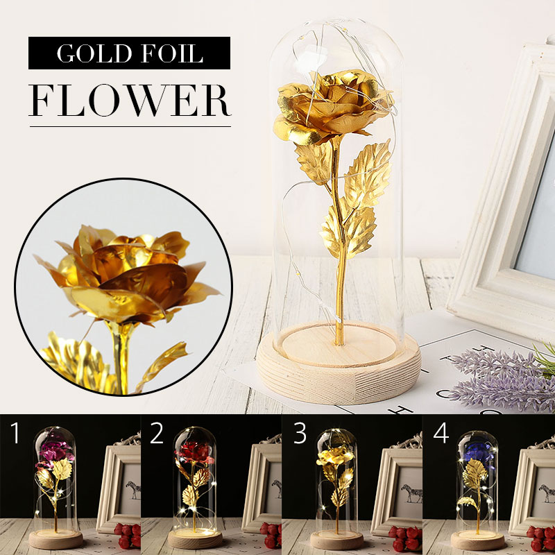 Rose Flower LED 24K Gold Gold Foil Rose Eternal Flower Luminous Glass Cover Flowers Party Immortality Gift Wedding Decoration
Rose Flower LED 24K Gold Gold Foil Rose Eternal Flower Luminous Glass Cover Flowers Party Immortality Gift Wedding Decoration