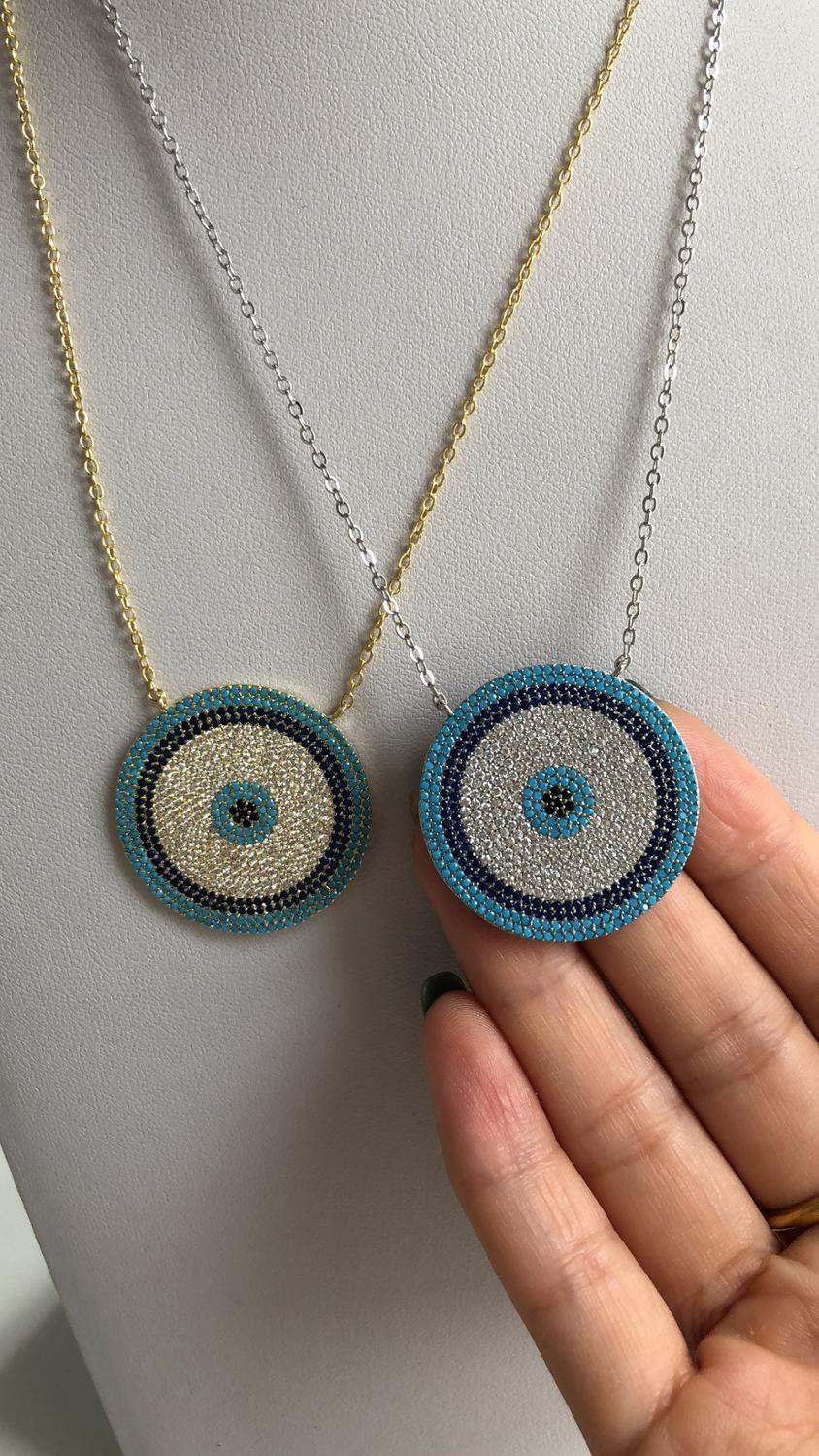 2019 New Micro Zirconia Greek Evil Eye Charm Silver Color Lucky Blue Eyes Necklace Elegant Women Girls Exquisite Gift Jewelry J190711